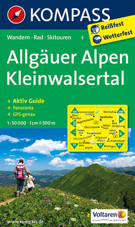 Allgäuské Alpy mapa turistická Allgäuer Alpen - Kleinwalsertal Kompass