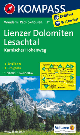 Lienzer Dolomiten mapa turistická Lesachtal - Karnischer Höhenweg Kompass