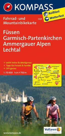 Mapa cyklistická Füssen Garmisch-Partenkirchen Ammergauer Alpen Lechtal