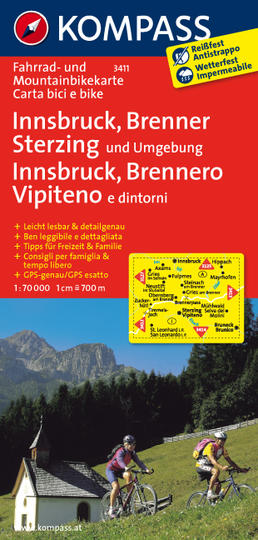 Mapa cyklistická Innsbruck - Brenner - Sterzing Kompass