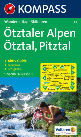 Ötztalské Alpy mapa turistická Ötztaler Alpen - Ötztal - Pitztal Kompass
