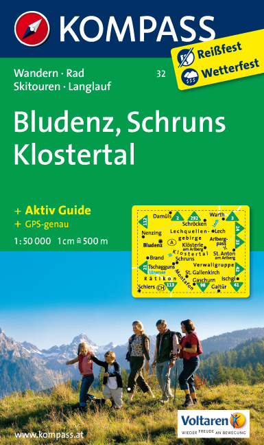 Turistická mapa Bludenz Schruns Klostertal Kompass