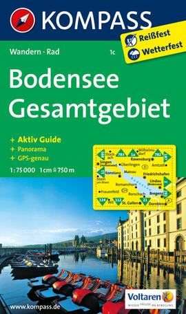 Turistická mapa Bodamské jezero a okolí Bodensee Gesamtgebiet Kompass