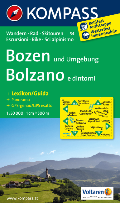 Turistická mapa Bozen a okolí Kompass