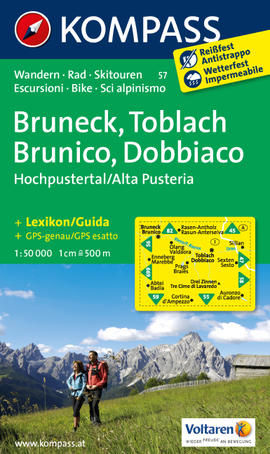 Turistická mapa Bruneck /Toblach /Hochpustertal Kompass