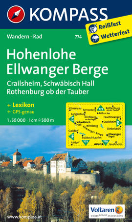 Turistická mapa Hohenlohe - Ellwanger Berge Kompass