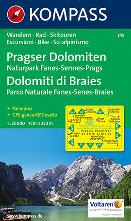 Turistická mapa Pragser Dolomiten - Naturpark Fanes-Sennes-Prags Kompass