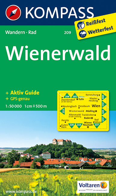 Turistická mapa Wienerwald Vídeňský les Kompass