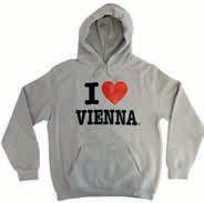 Mikina s kapucí I love Vienna šedá