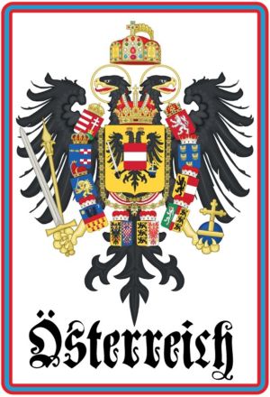 Blechschild Österreich Doppeladler (mit Kronländer-Wappen)