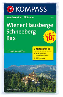 Turistická mapa Schneeberg Rax Wiener Hausberge Kompass