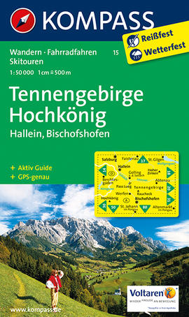 Turistická mapa Tennengebirge - Hochkönig - Hallein - Bischofshofen Kompass