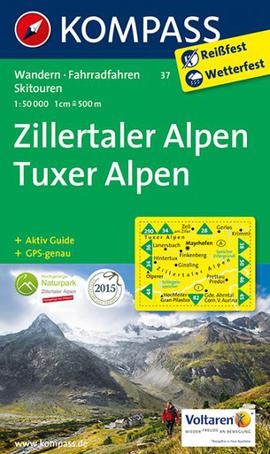 Turistická mapa Zillertal Zillertalské Alpy Kompass