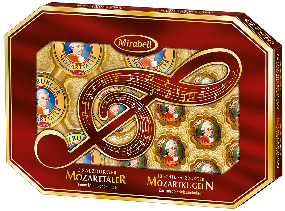 Bonboniéra Mozartovy koule a talíře Mirabell