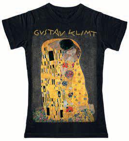 Dámské tričko Gustav Klimt Polibek černé