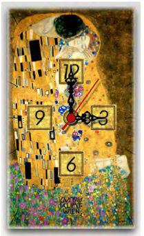 Dřevěné hodiny Gustav Klimt Polibek