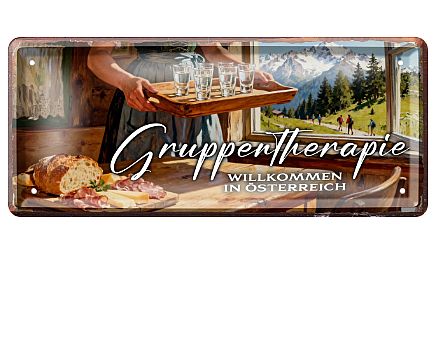 Plechová cedule Gruppentherapie