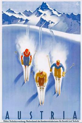Samolepka Austria tři lyžaři